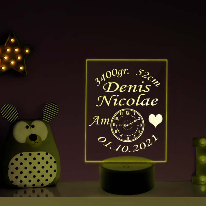 Lampa 3D personalizata cu datele bebelusului [5]