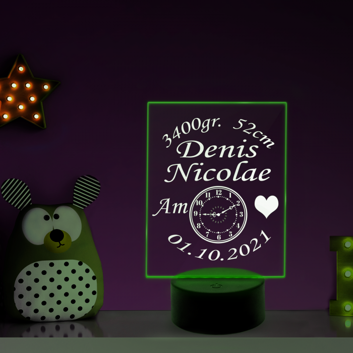 Lampa 3D personalizata cu datele bebelusului [3]
