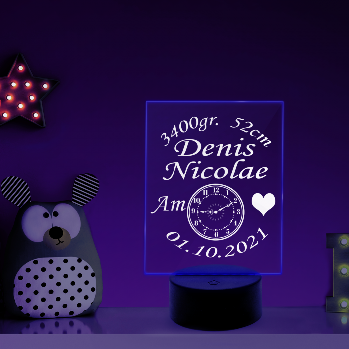 Lampa 3D personalizata cu datele bebelusului [8]