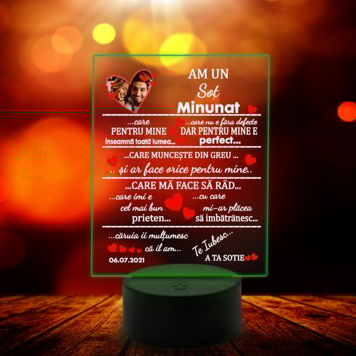 Lampa 3D luminoasa personalizata "Am un sot minunat" [9]
