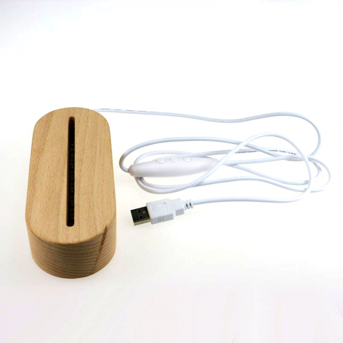 Lampa iluminata  3D cu baza din lemn 2 poze si text model Sunt un bebe super tare [8]