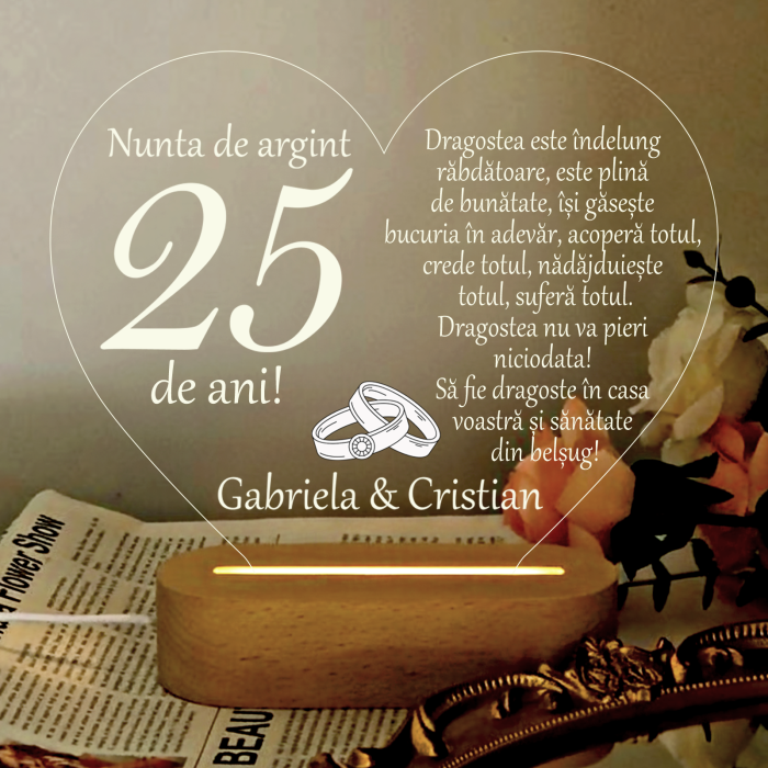 Lampa led  3D personalizata Nunta de Argint [1]