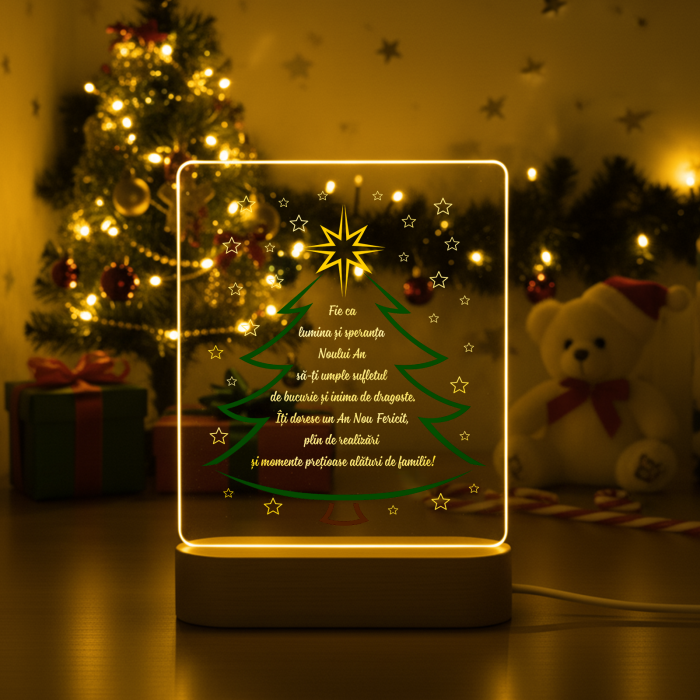 Lampa 3D iluminata personalizata cu model de Bradut [2]