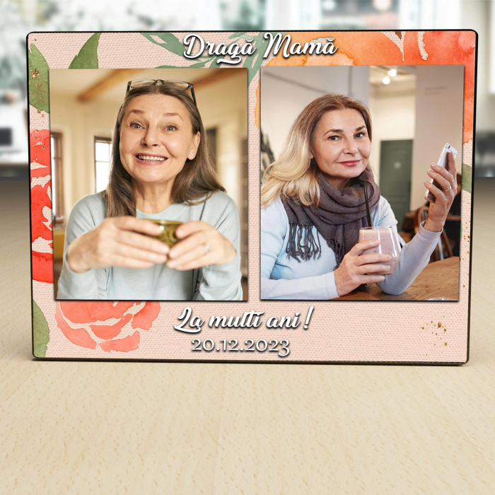 Placheta Personalizata lemn pentru mama 2 poze si data [2]
