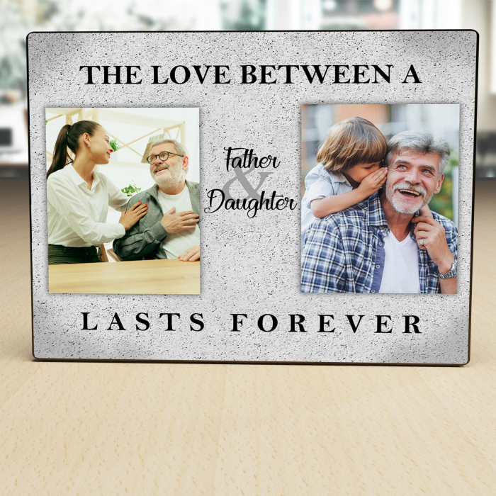 Placheta Personalizata lemn The love between father and daughter doua poze [2]