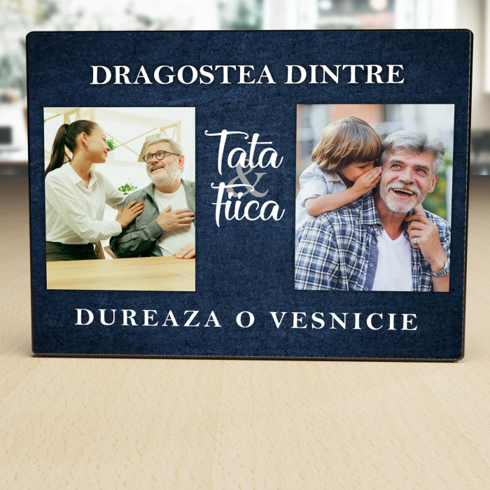 Placheta Personalizata lemn dragostea dintre tata si fiica dureaza o vesnicie 2 poze [2]