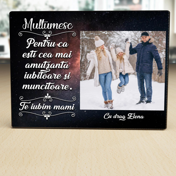 Placheta Personalizata lemn Multumesc pentru tot mama O poza si text [2]