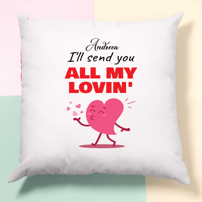 Perna personalizata cu nume,text si model I ll send you all my lovin [2]