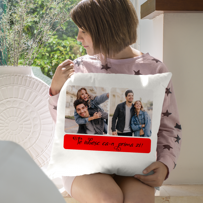 Perna personalizata cu 2 poze si text Te iubesc ca-n prima zi [2]