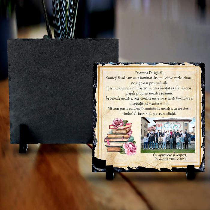Placa de ardezie personalizata cu poza si text Doamna Diriginta [4]