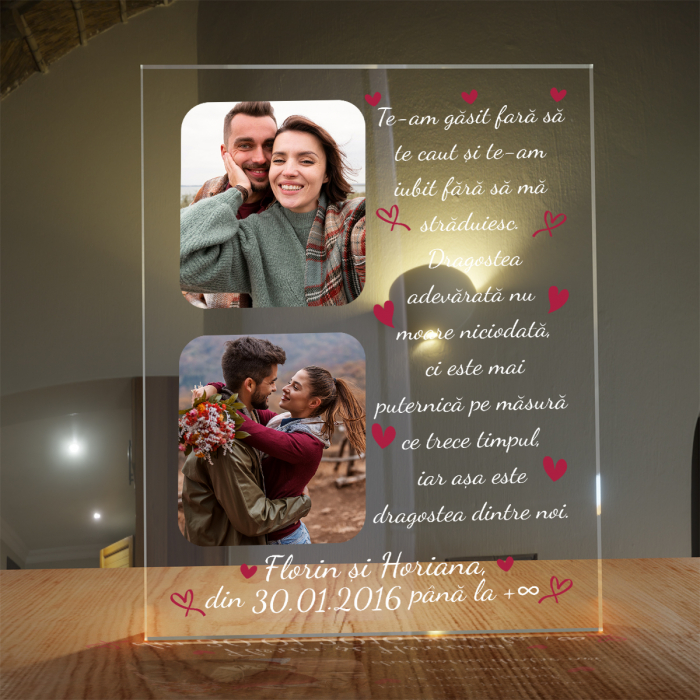 Placheta personalizata cu 2 poze si text pentru cupluri [1]