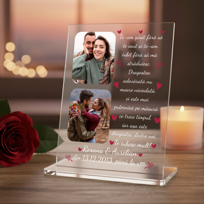 Placheta personalizata cu doua poze si text te-am gasit fara sa te caut [2]
