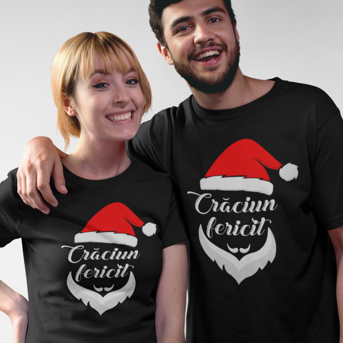 Set tricouri personalizate pentru cuplu cu modelul "Craciun fericit" [1]