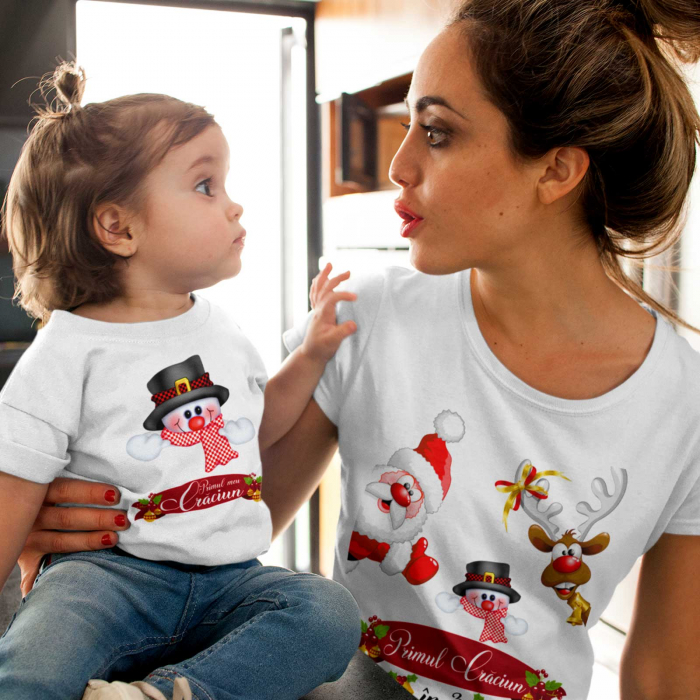 Set 3 tricouri personalizate cu modelul "Primul Craciun in 3" [2]
