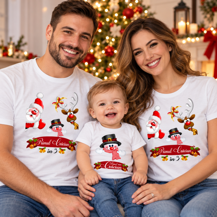Set 3 tricouri personalizate cu modelul "Primul Craciun in 3" [4]