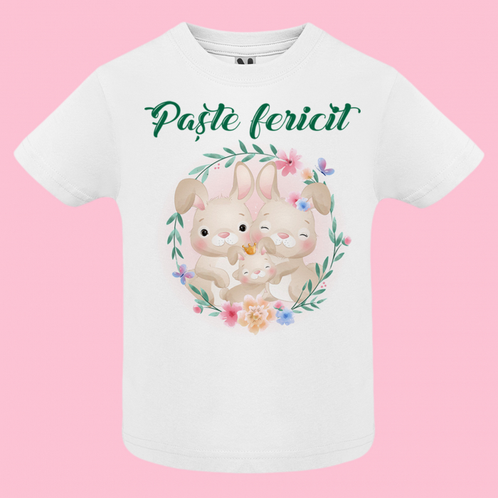 Set 3 tricouri personalizate cu text si model "Paste fericit" [3]