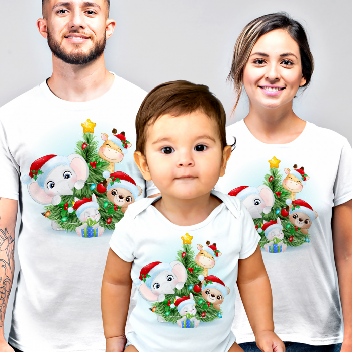 Set 3 tricouri personalizate Craciun animals [2]
