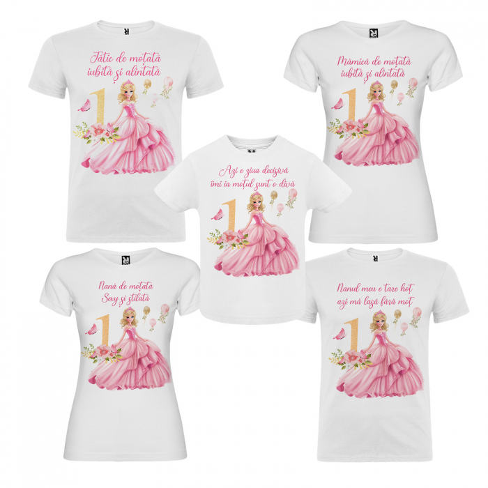 Set de 3 tricouri personalizate pentru mama,tata si copil cu Printesa mot [2]