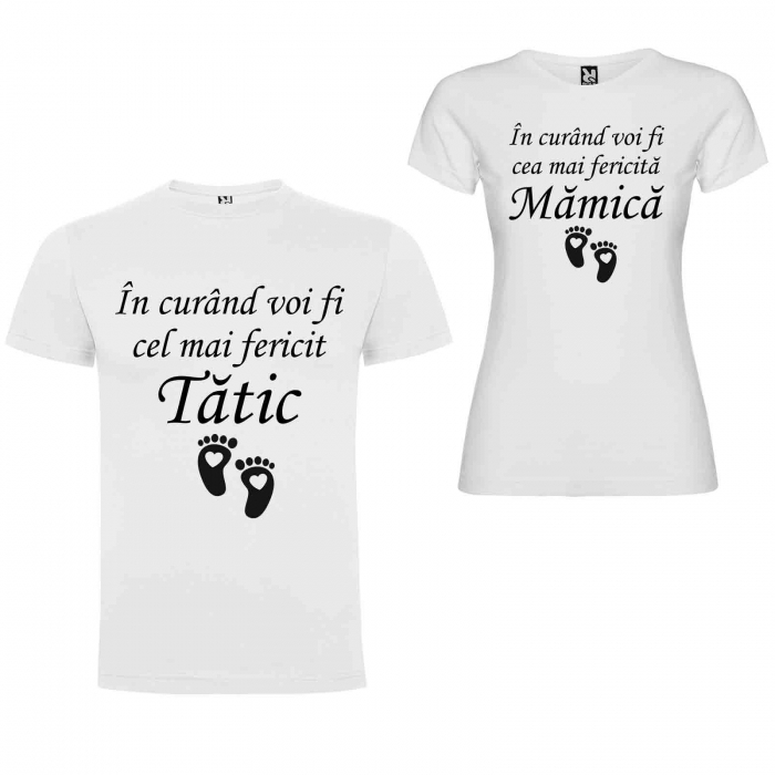 Set de 2 tricouri personalizate In curand voi fi Mamica Tatic [2]