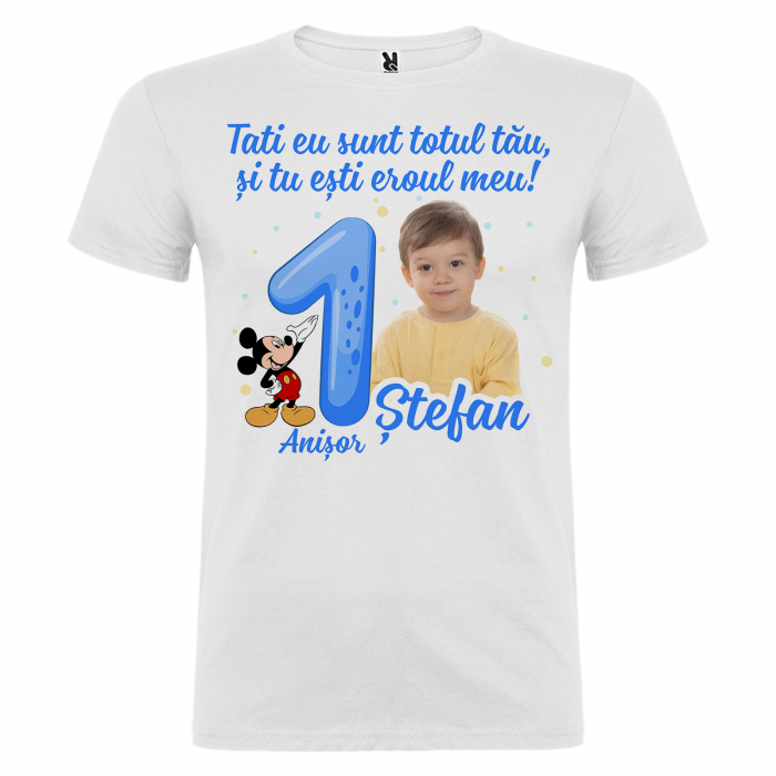 Set de 5 tricouri aniversare pentru parinti,si copil, personalizate cu nume, varsta, mesaj si poza.``Am un anisor si scap de motisor`` [4]