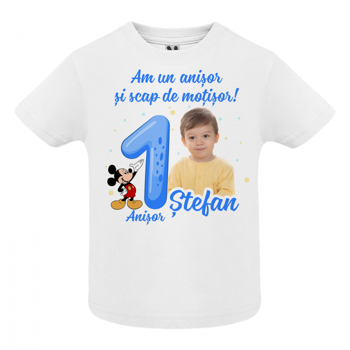Set de 5 tricouri aniversare pentru parinti,si copil, personalizate cu nume, varsta, mesaj si poza.``Am un anisor si scap de motisor`` [2]
