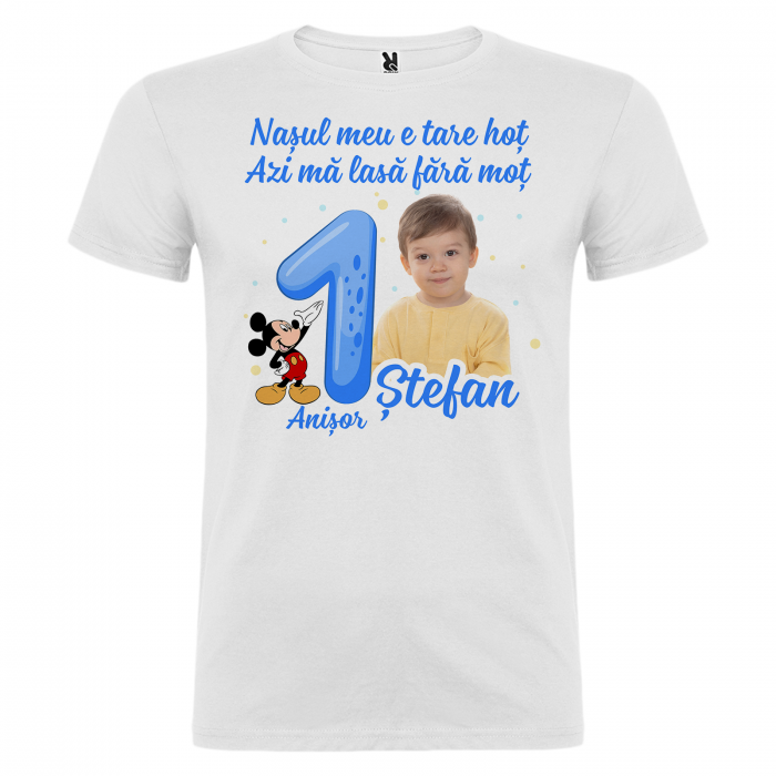 Set de 5 tricouri aniversare pentru parinti,si copil, personalizate cu nume, varsta, mesaj si poza.``Am un anisor si scap de motisor`` [6]