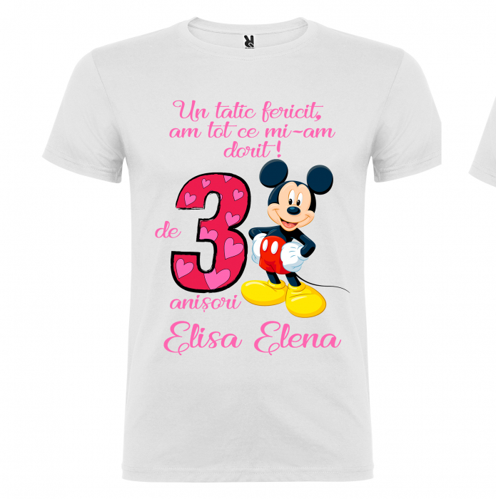 Set de 3 tricouri aniversare pentru nasi,parinti si copil, personalizate cu nume,varsta si mesaj"Fericirea si bucuria lor sunt eu,Minnie" [4]