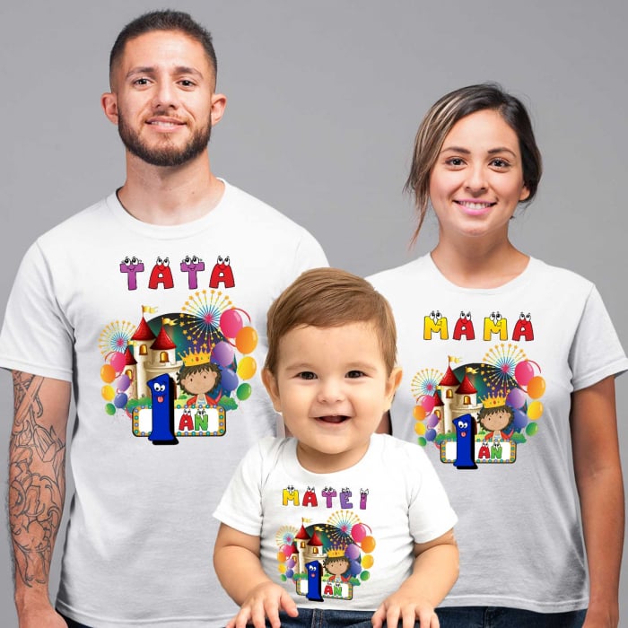 Set de 3 tricouri,mama,tata si copil personalizate cu nume si varsta "Print" [2]