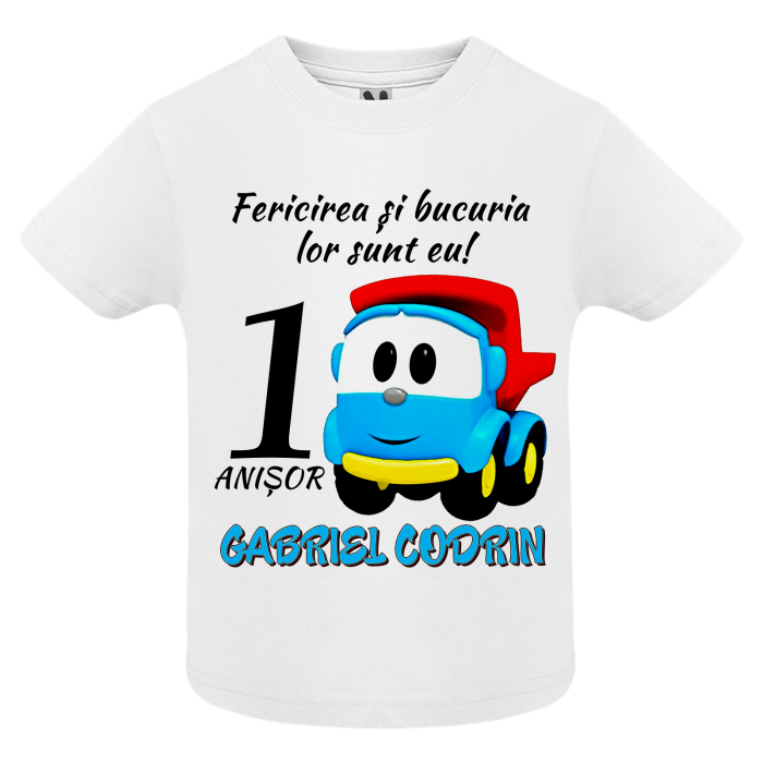 Set de 3 tricouri personalizate pentru parinti si copil Camionul Leo [3]