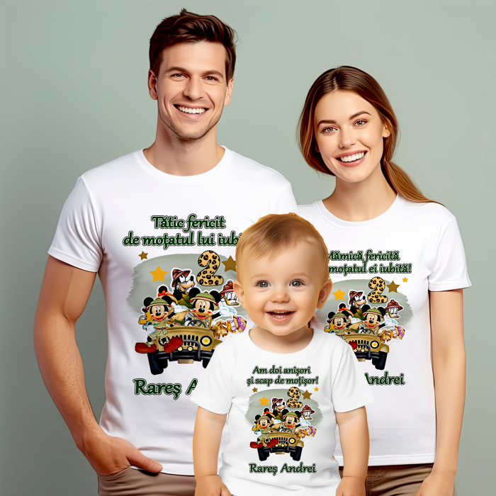 Set de 5 tricouri personalizate pentru nasi, parinti si copil Mickey Safari [1]