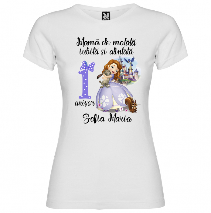 Set de 3 tricouri aniversare pentru parinti si copil, personalizate cu nume,varsta si mesaj"Motata minunata iubita si alintata,printesa" [3]