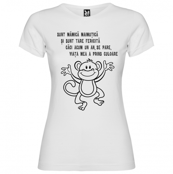Set de 5 tricouri aniversare pentru nasi,parinti si copil, personalizate cu varsta si mesaj"Mamica maimutica" [3]
