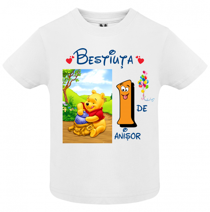 Set de 5 tricouri aniversare pentru nasi,parinti si copil, personalizate cu nume,varsta si mesaj"Bestiuta" [2]