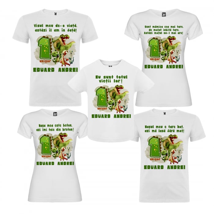 Set de 5 tricouri Mot aniversare Familie cu varsta Girantosaurus Jurassic Park [2]