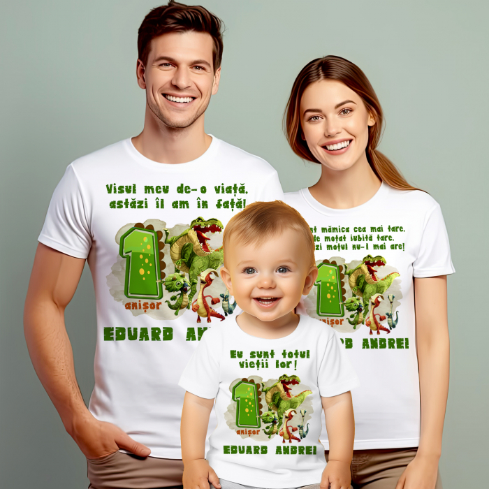 Set de 5 tricouri Mot aniversare Familie cu varsta Girantosaurus Jurassic Park [3]