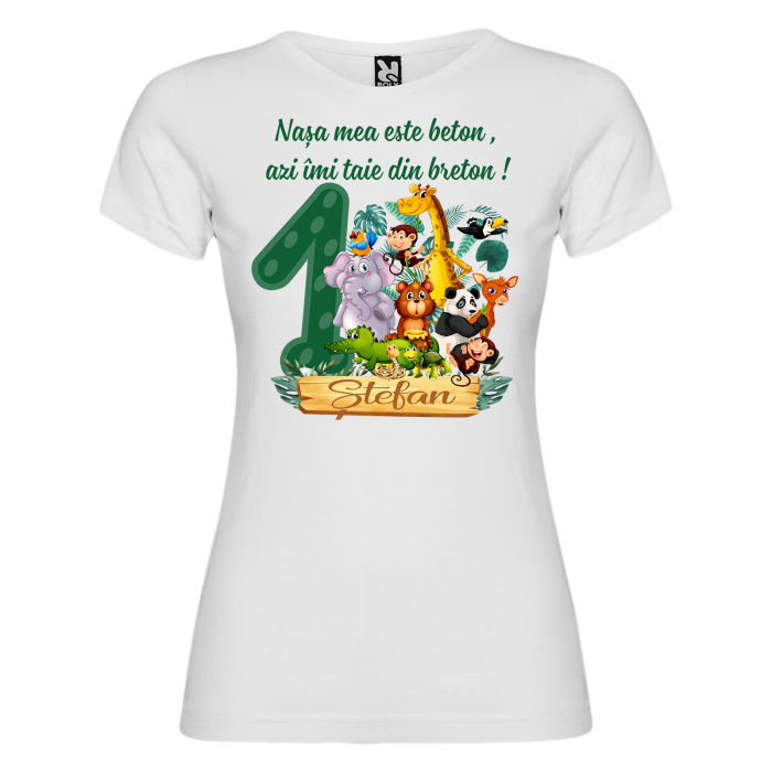 Set de 5 tricouri aniversare pentru nasi,parinti si copil,personalizate cu nume Jungla [7]