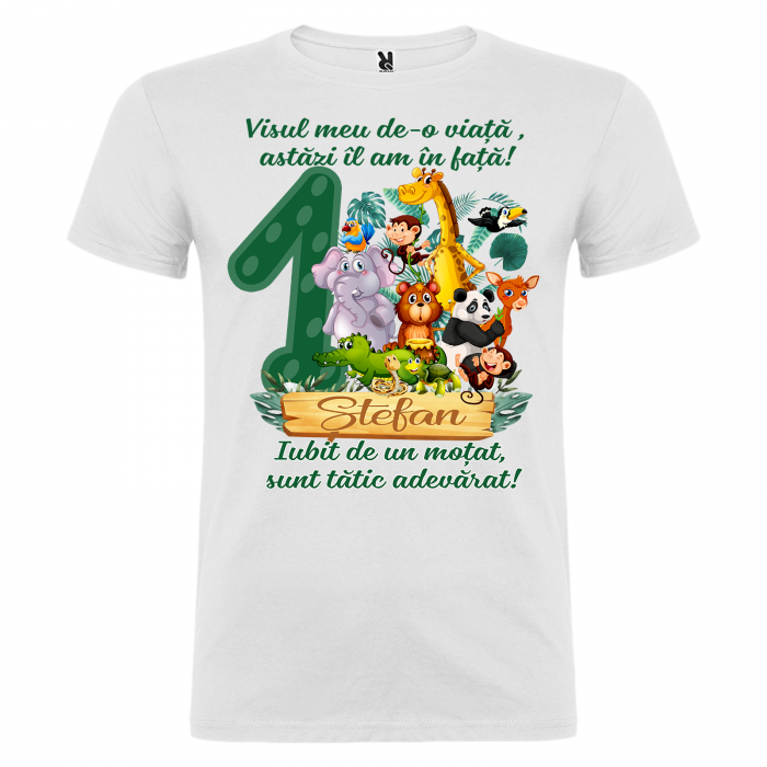 Set de 5 tricouri aniversare pentru nasi,parinti si copil,personalizate cu nume Jungla [3]