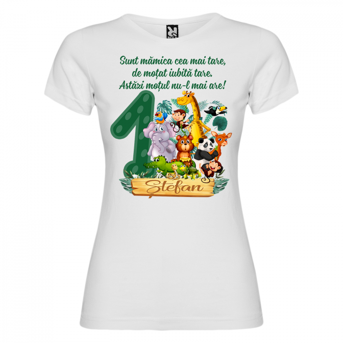 Set de 5 tricouri aniversare pentru nasi,parinti si copil,personalizate cu nume Jungla [6]