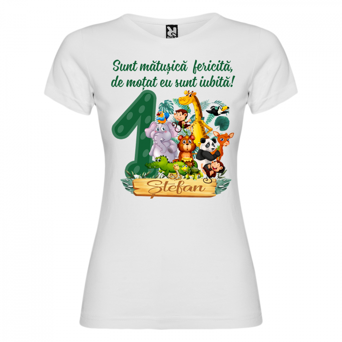 Set de 5 tricouri aniversare pentru nasi,parinti si copil,personalizate cu nume Jungla [11]