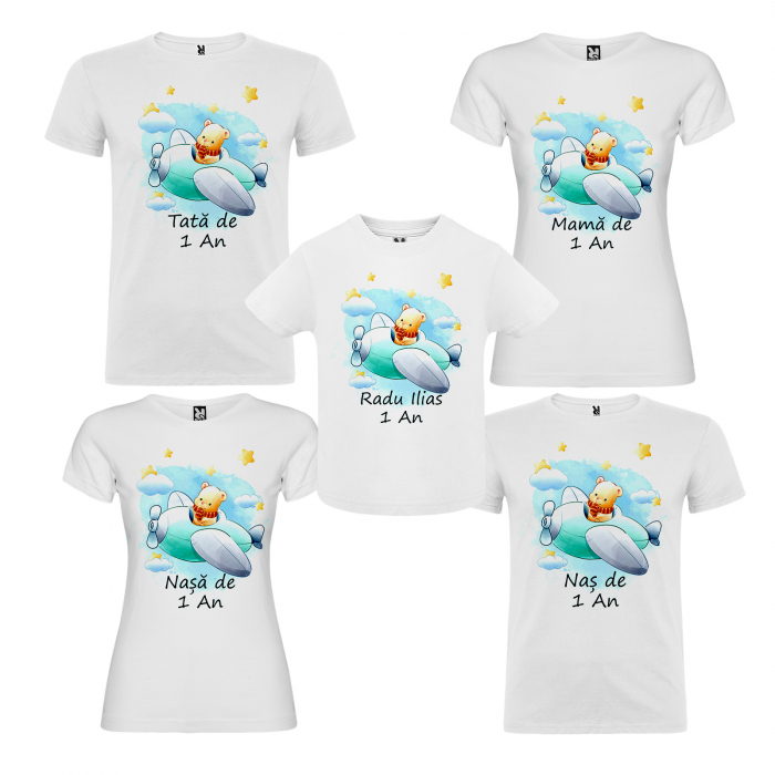 Set de 3 tricouri aniversare personalizate model Avion Ursulet [2]