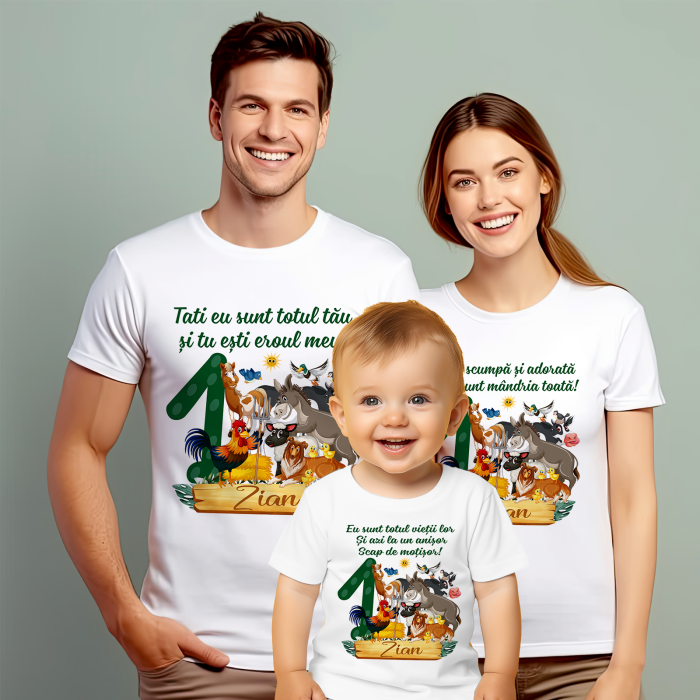 Set de 5 tricouri personalizate pentru nasi, parinti si copil Animalute Domestice [1]