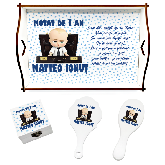 Set de 5 tricouri personalizate pentru nasi, parinti si copil Baby Boss [10]