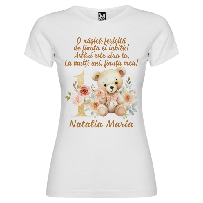 Set de 5 tricouri personalizate pentru nasi, parinti si copil Ursulet Auriu [7]