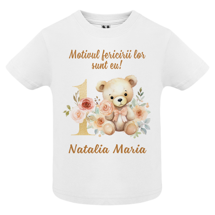 Set de 5 tricouri personalizate pentru nasi, parinti si copil Ursulet Auriu [4]