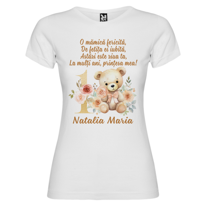 Set de 5 tricouri personalizate pentru nasi, parinti si copil Ursulet Auriu [5]