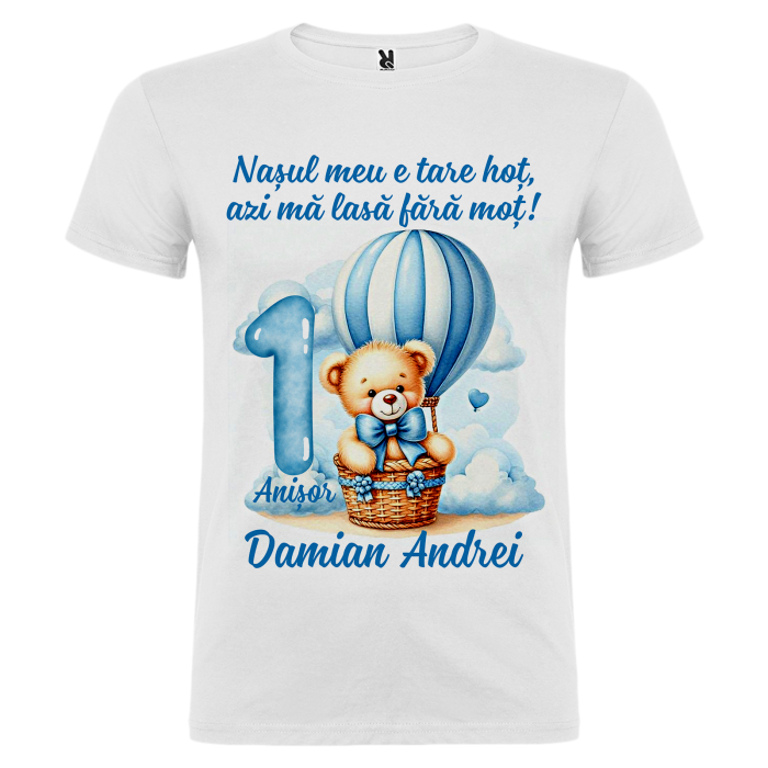 Set de 5 tricouri personalizate pentru nasi, parinti si copil Ursulet Balon [8]