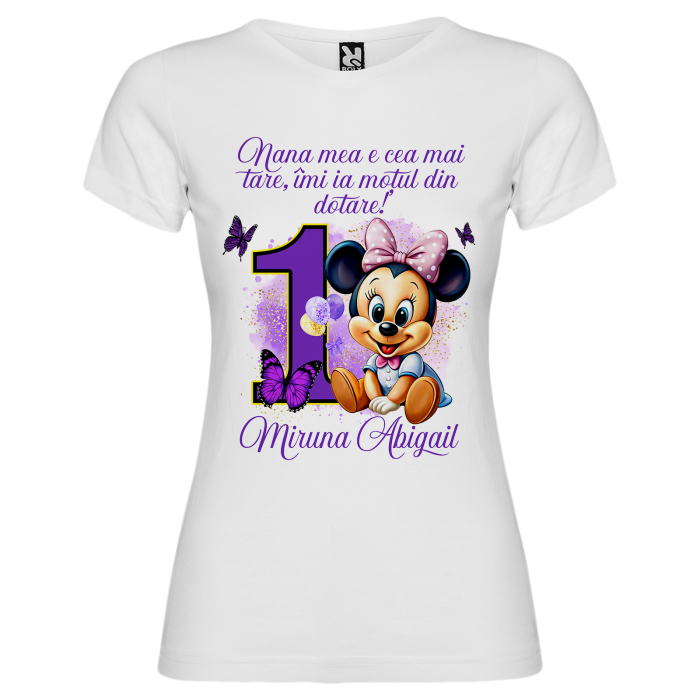 Set de 5 tricouri personalizate pentru nasi, parinti si copil Baby Minnie Mov [7]