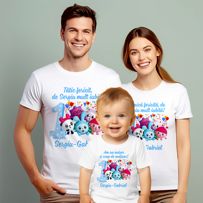 Set de 5 tricouri personalizate pentru nasi, parinti si copil  Baby Riki [1]