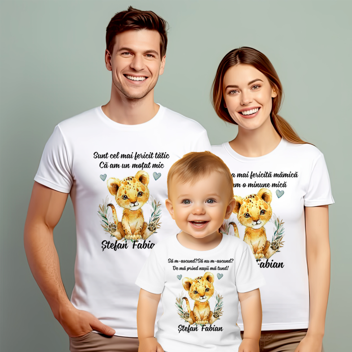 Set de 5 tricouri personalizate pentru nasi, parinti si copil Tigru [1]