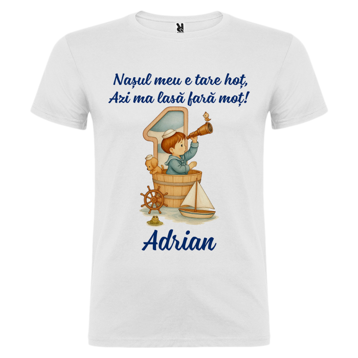 Set de 5 tricouri personalizate pentru nasi, parinti si copil cu model Micul Navigator [8]